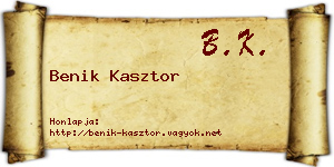 Benik Kasztor névjegykártya